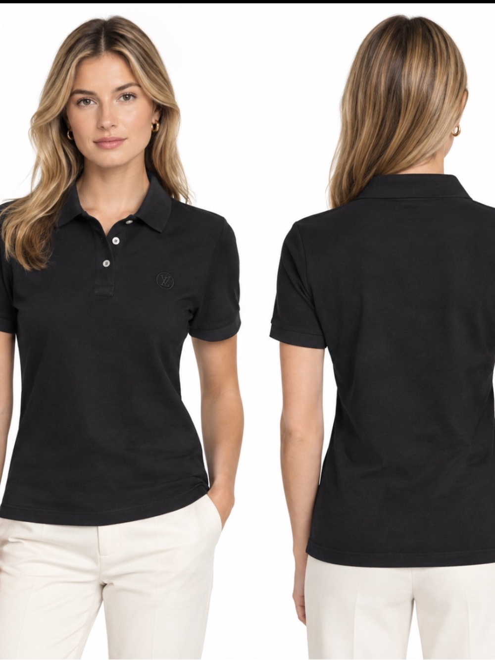 Louis Vuitton black  uniform embroidered logo polo shirt  xs preppy old money